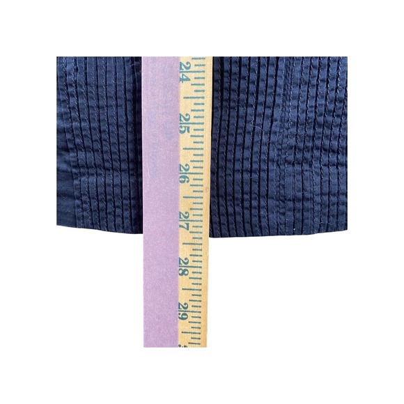 Tory Burch Navy Blue Sleeveless Pintuck Button Neck Top Size 12 - Picture 3 of 6